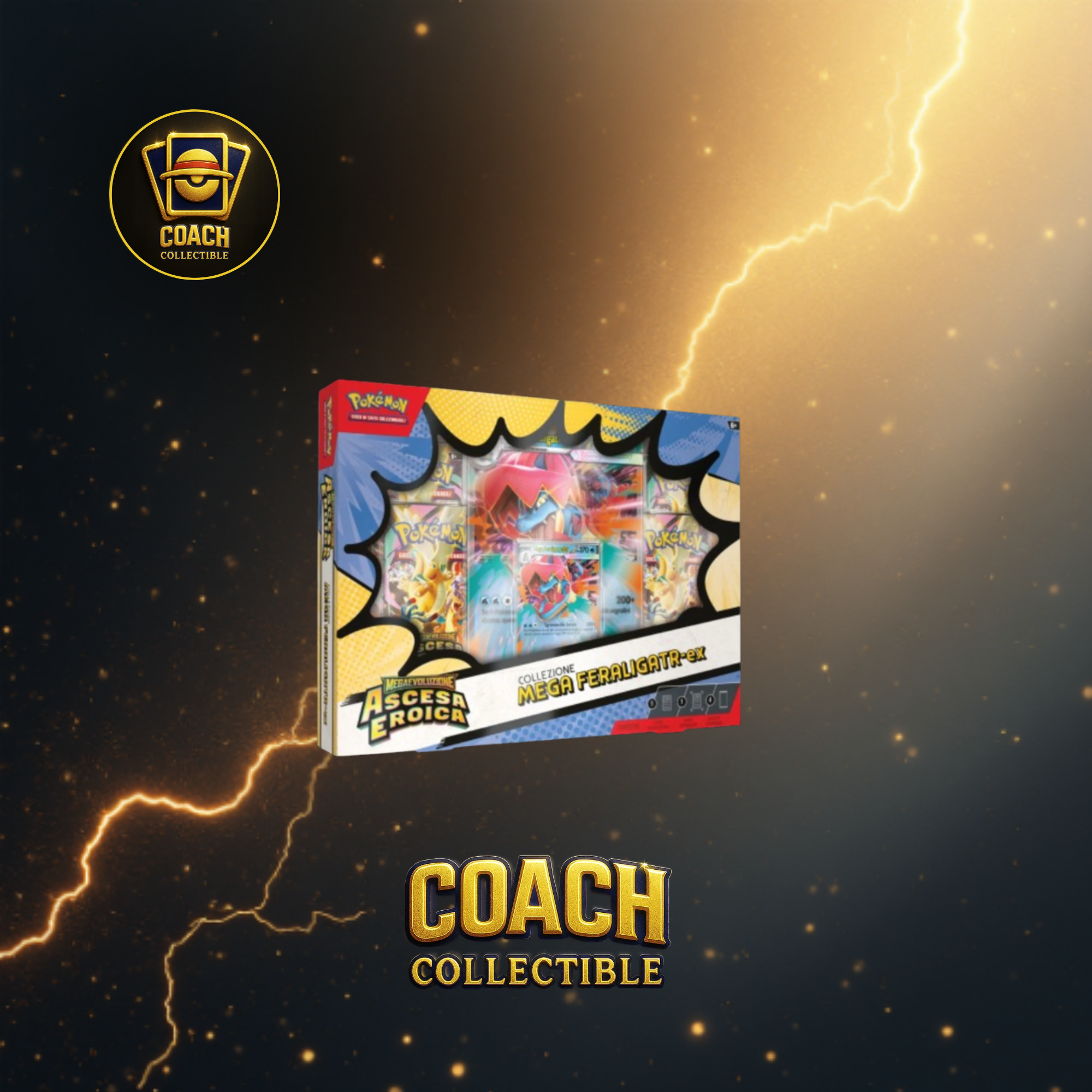 POKÉMON COLLEZIONE MEGA EMBOAR-EX, MEGA FERALIGATR-EX E MEGA MEGANIUM-EX DELL’ESPANSIONE MEGAEVOLUZIONE – ASCESA EROICA – ASSORTITO
